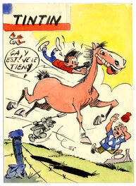 Edouard Aidans - Projet couverture Tintin Bob Binn - Planche originale