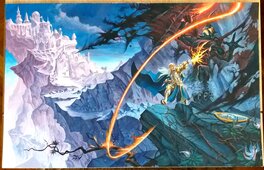 Mariusz Gandzel - Glorfindel vs Balrog Lord of The Rings - card for Fantasy Flight Games - Illustration originale