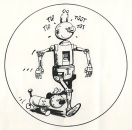 Original Illustration - 1986 - Gil et Georges, "La machine perplexe"