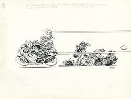 Original Illustration - L’Encyclopédie Imbécile de la Moto - Main tendue (Joe Bar Team)