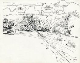 Original Illustration - L’Encyclopédie Imbécile de la Moto - Je me tâte encore un peu (Joe Bar Team)