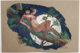 Régis Moulun - Jungle girl - Original Illustration