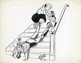 Albert Uderzo - Sa majesté mon mari et son chien (UDERZO 1952) - Original Illustration