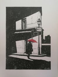 Christophe Chabouté - Parapluie rouge... - Original Illustration