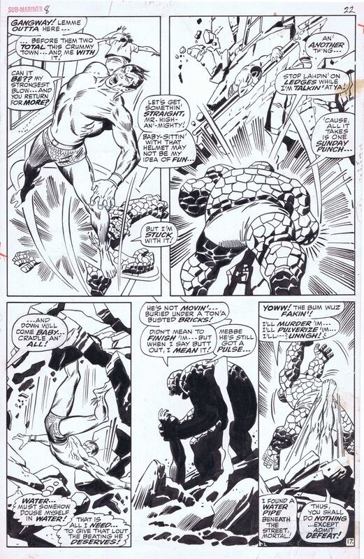 John Buscema, Dan Adkins, 1968-12 Buscema/Adkins: Sub-Mariner #8 p22 vs. the Thing - Comic Strip