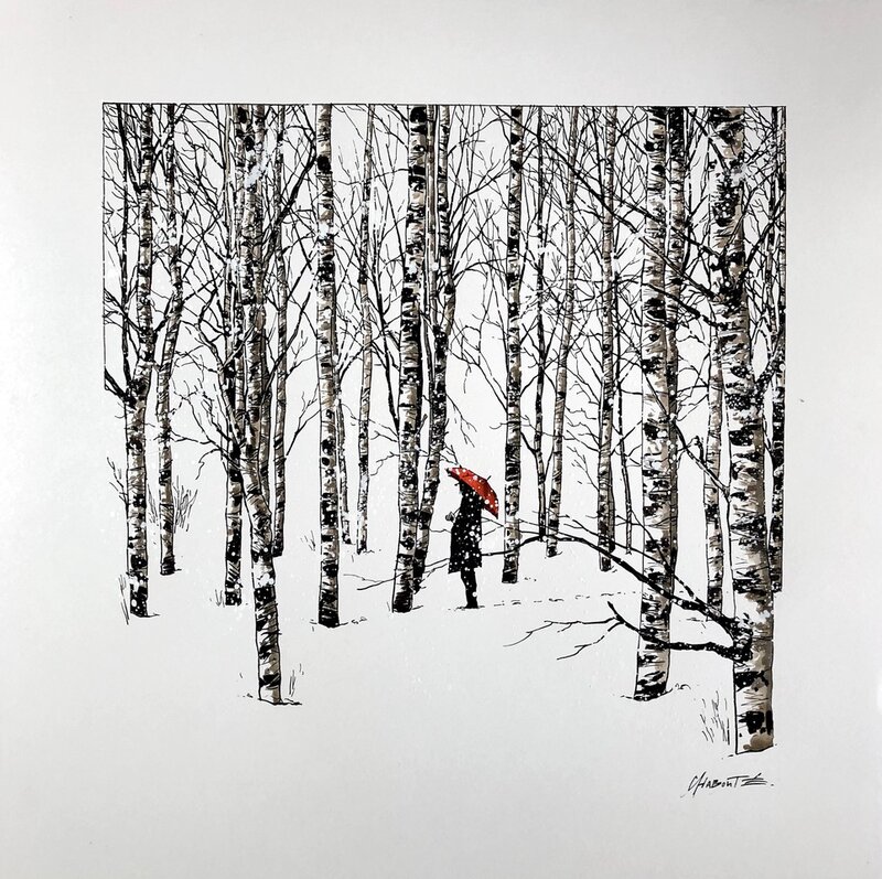 Christophe Chabouté, La neige... Splendeur et poésie... - Original Illustration