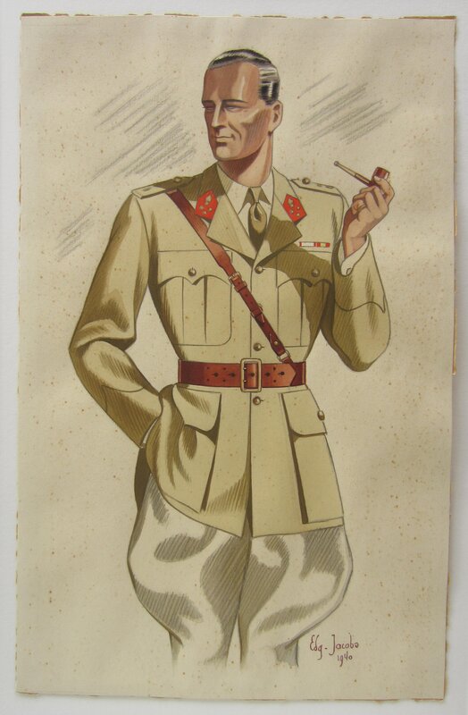 Edgar Pierre Jacobs, Soldiers uniform design - Illustration originale