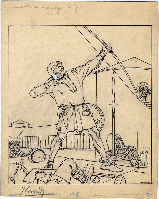Jacques Laudy, Les 4 Fils Aymon couverture journal Tintin 1946 no. 7 - Comic Strip