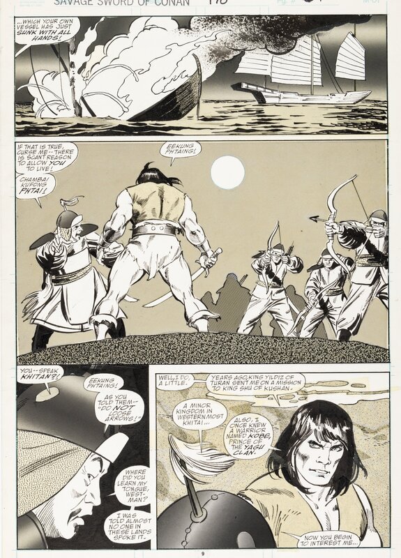 John Buscema, Tony DeZuniga, Savage Sword of Conan - Skull on the seas - #190 - p9 - Planche originale