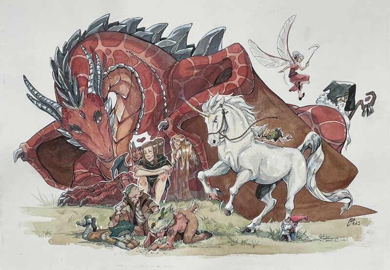 En vente - Charline Forns, Illustration originale la sentinelle du petit peuple - Illustration originale