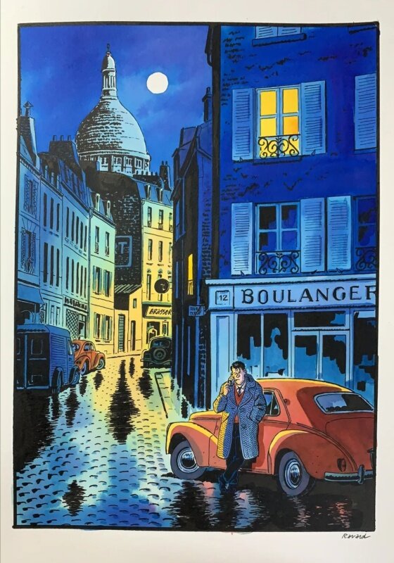 En vente - François Ravard, Nestor Burma...Montmartre... - Illustration originale