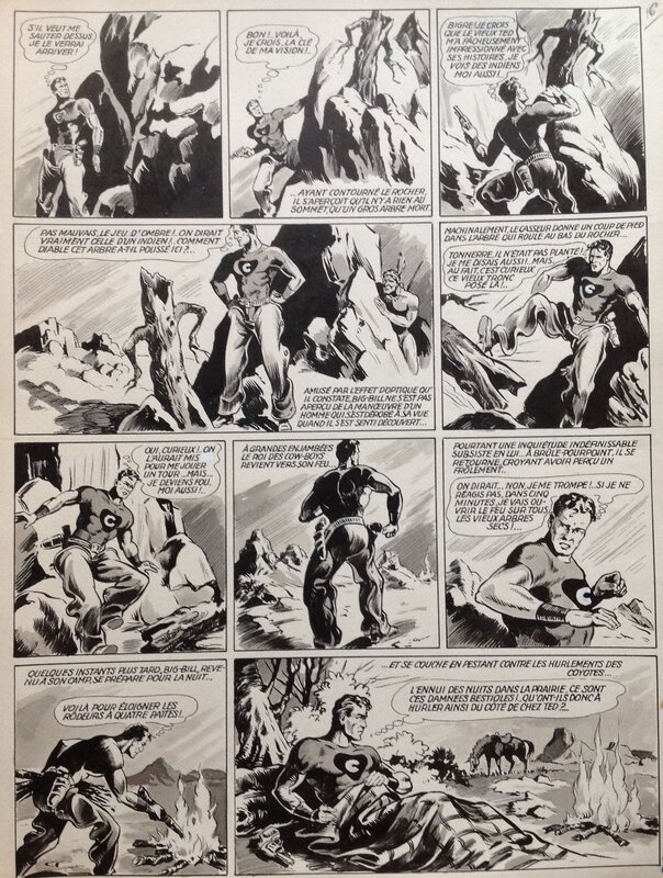 For sale - Maurice Besseyrias Big Bill Le Casseur Planche Originale 5 du BB 64 le Vieil homme prairie , Encre Lavis Atelier Chott 1952 Top - Comic Strip