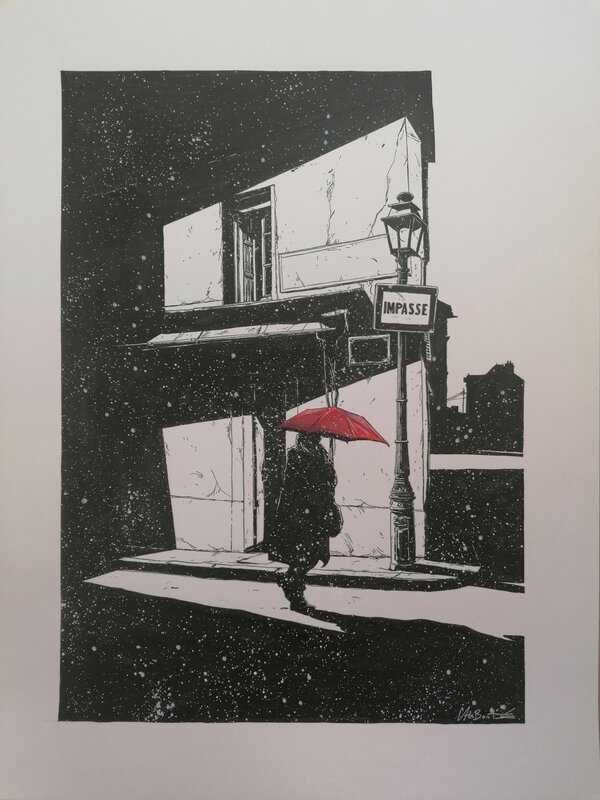 Parapluie rouge... by Christophe Chabouté - Original Illustration